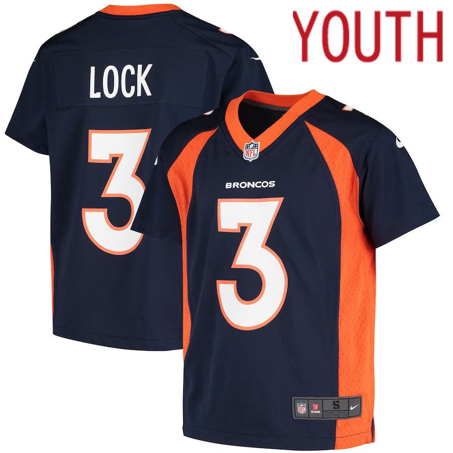 Youth Denver Broncos #3 Drew Lock Nike Navy Player Game NFL Jersey